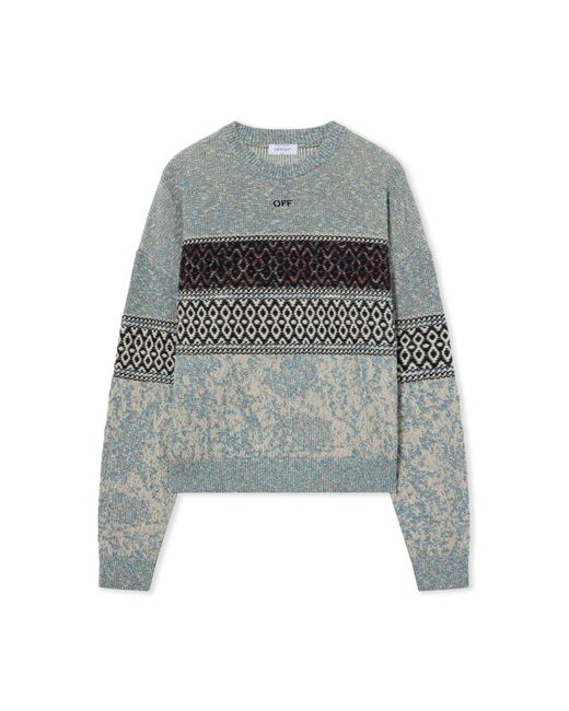 Off-White c/o Virgil Abloh Gray Persian Arrow Knit Crewneck for men