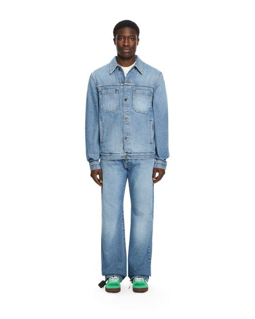 Off-White c/o Virgil Abloh Blue Half Arrow Denim Skate Jacket for men