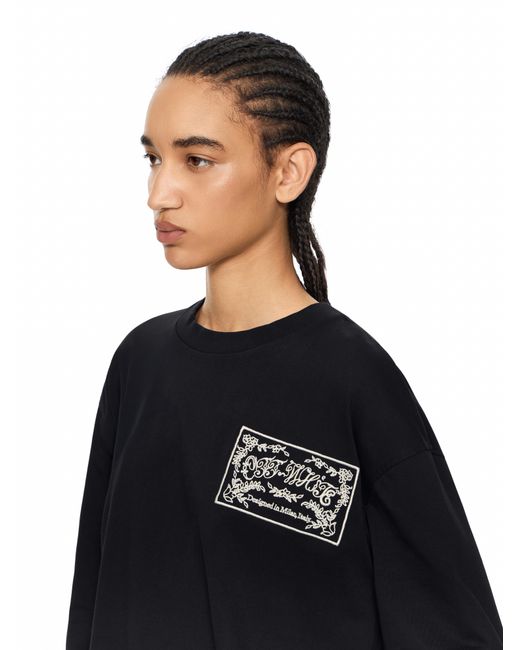 Off-White c/o Virgil Abloh Black Embroidered Paisley Logo Long Sleeve T-Shirt