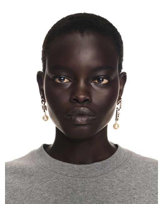 Off-White c/o Virgil Abloh White Strass + Pearl Logo Earrings