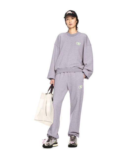 Off-White c/o Virgil Abloh Gray Embroidered Ow Sweatpants