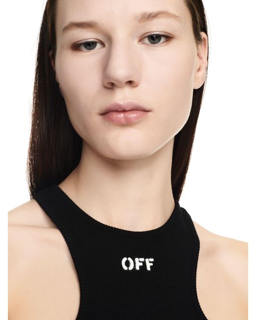 Off Stamp Ribbed Top di Off-White c/o Virgil Abloh in Black