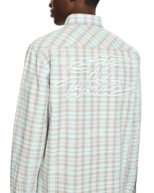 Off-White c/o Virgil Abloh Blue Marker Check Flannel Regular Shirt for men