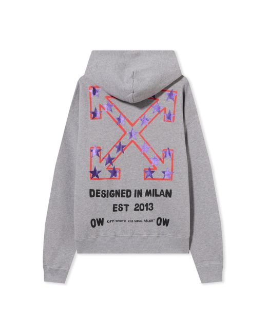 Off-White c/o Virgil Abloh Gray Star Arrow Zip Skate Hoodie for men