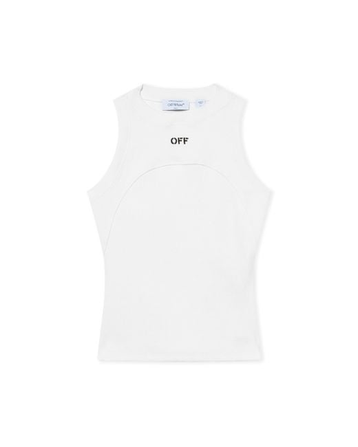 Off-White c/o Virgil Abloh White Off Stamp Ribbed Round Tank Top