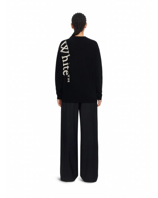 Off-White c/o Virgil Abloh Black Vertical Bookish Logo Knit Crewneck