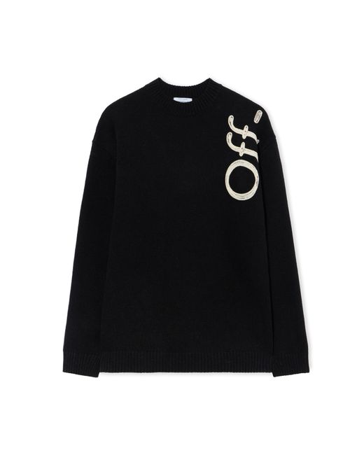 Off-White c/o Virgil Abloh Black Vertical Bookish Logo Knit Crewneck