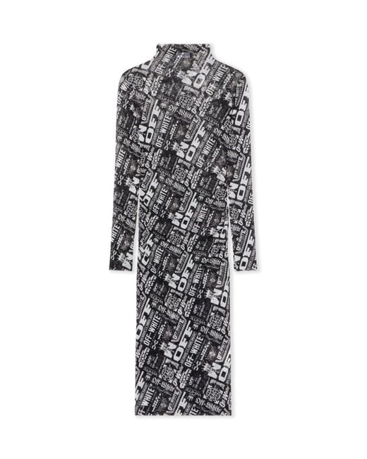 Off-White c/o Virgil Abloh White Multilogo Mesh Gather Midi Dress