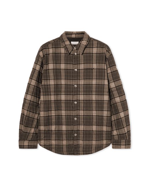 Off-White c/o Virgil Abloh Brown Spray Arrow Check Padded Overshirt for men