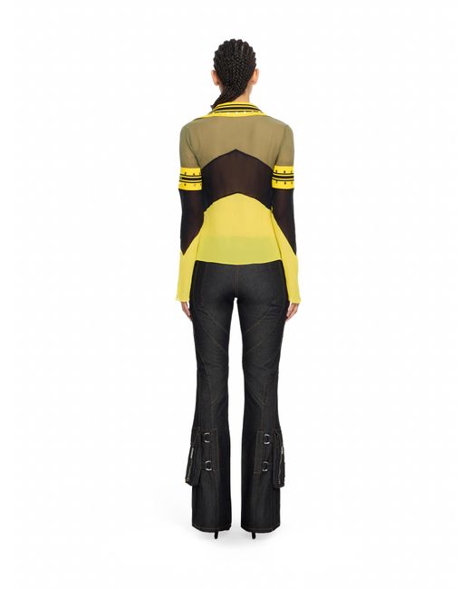 Off-White c/o Virgil Abloh Yellow Geo Mirror Ribbed Color Block Shirt