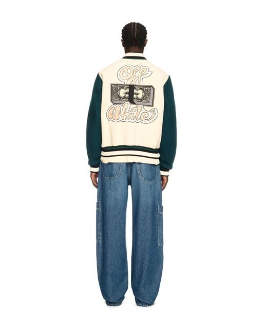 Off-White c/o Virgil Abloh Blue Cash Wool Varsity Jacket for men
