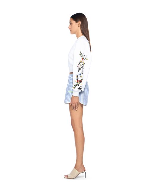 Off-White c/o Virgil Abloh White Arrow Flowers Crop Crew Logo Sweatshirt