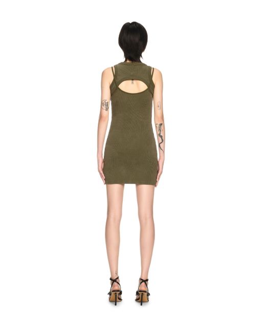 Off-White c/o Virgil Abloh Green Ribbed Cut-Out Dress