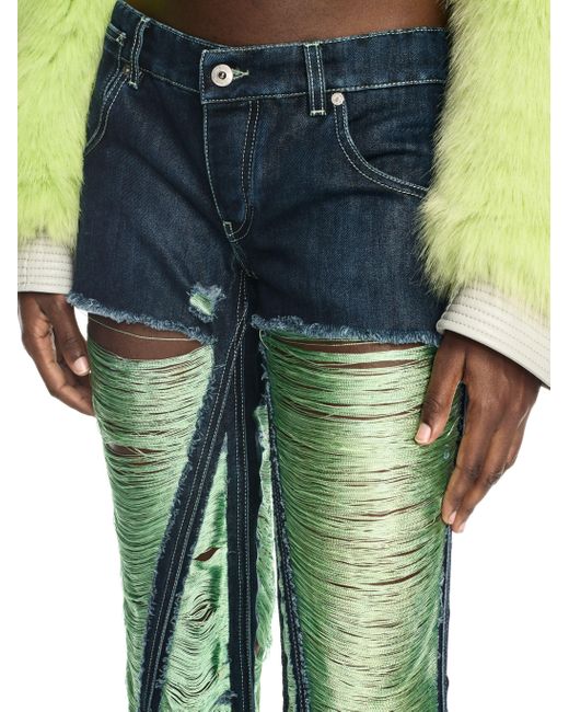 Off-White c/o Virgil Abloh Green Shredded Denim Pants