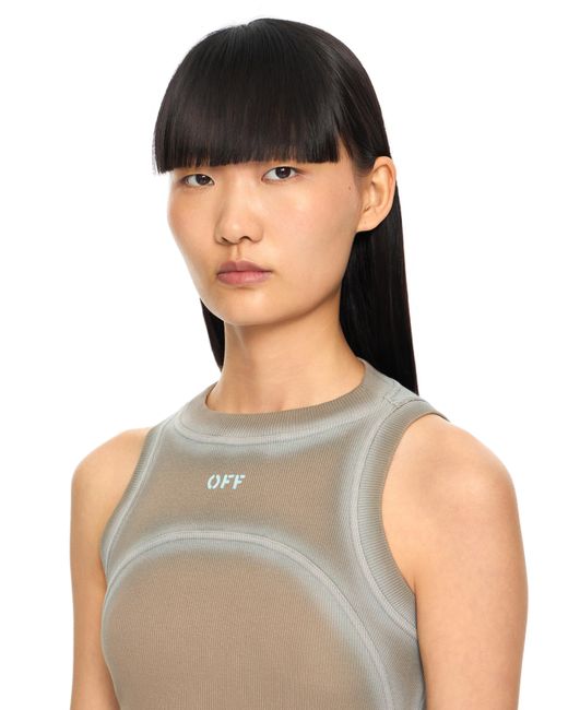 Off-White c/o Virgil Abloh Natural Spray Off Stamp Ribbed Round Dress