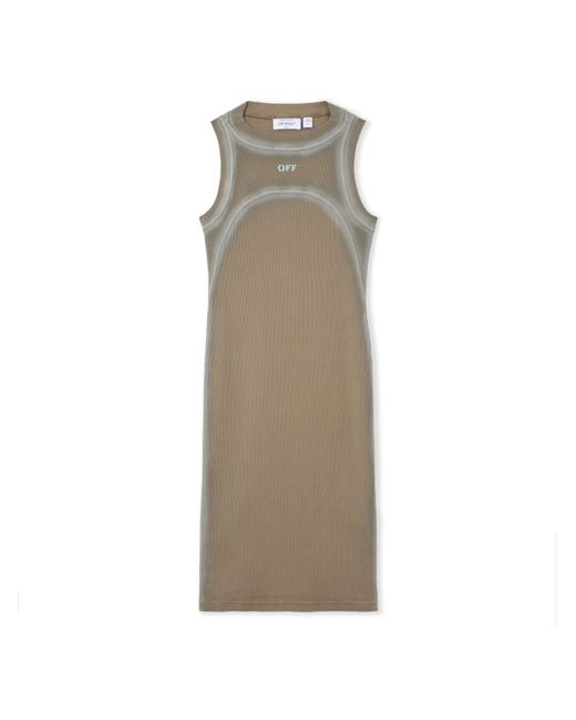 Off-White c/o Virgil Abloh Natural Spray Off Stamp Ribbed Round Dress