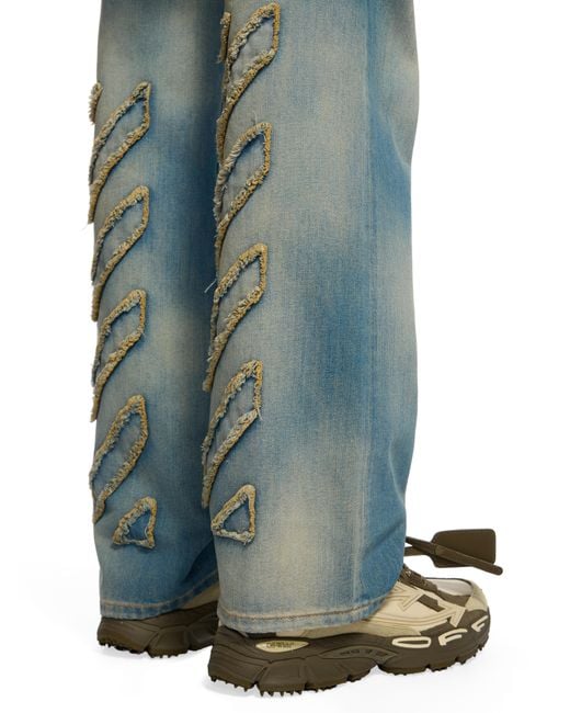Off-White c/o Virgil Abloh Blue Diagonal Raw Patch 90S Skate Jeans for men