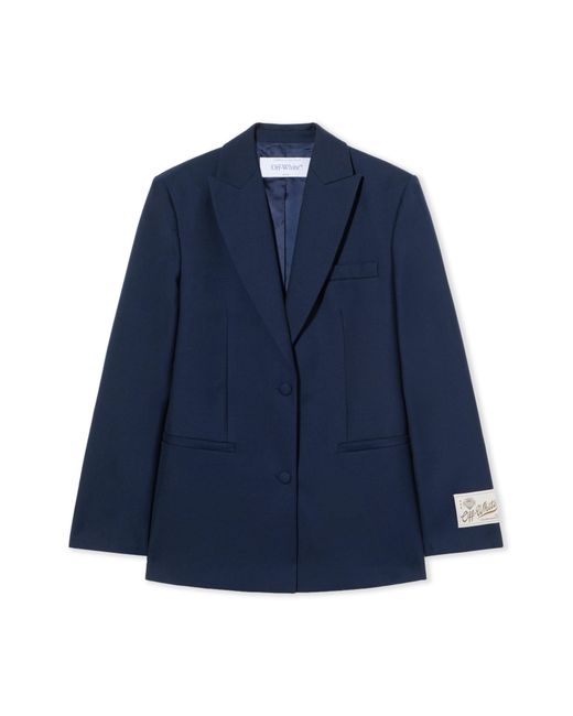 Off-White c/o Virgil Abloh Blue Gabardine Label Tomboy Blazer