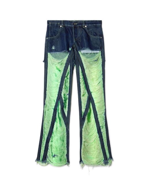 Off-White c/o Virgil Abloh Green Shredded Denim Pants