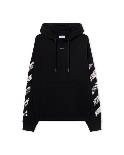 Off-White c/o Virgil Abloh Black Newspaper Arrow Skate Hoodie for men