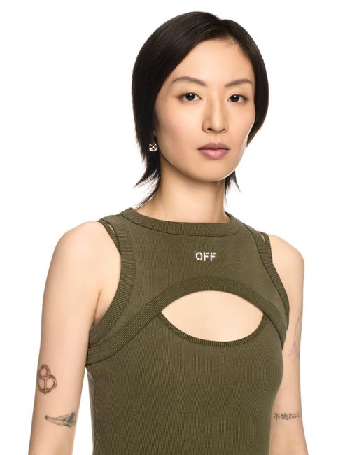 Off-White c/o Virgil Abloh Green Ribbed Cut-Out Dress