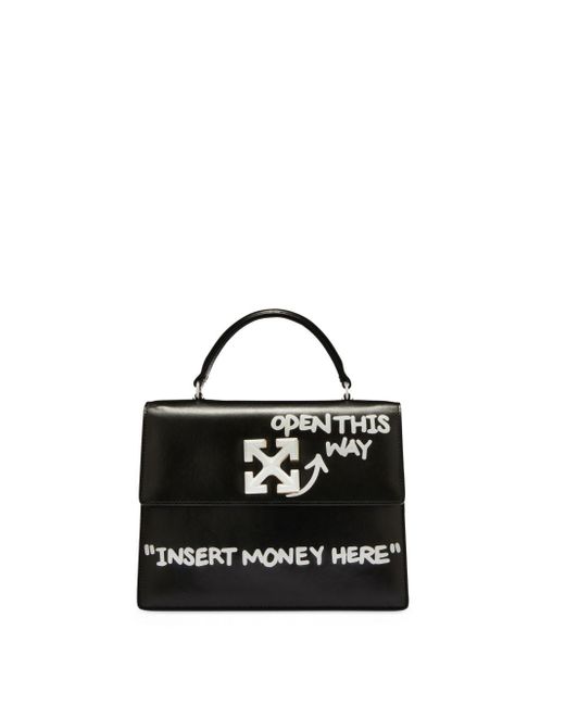 Off-White c/o Virgil Abloh cut Here Jitney 1.4 Leather Top Handle Bag in  Black