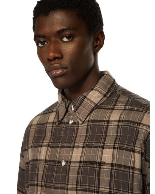 Off-White c/o Virgil Abloh Brown Spray Arrow Check Padded Overshirt for men