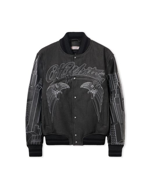 Off-White c/o Virgil Abloh Black Skyline Varsity Jacket for men