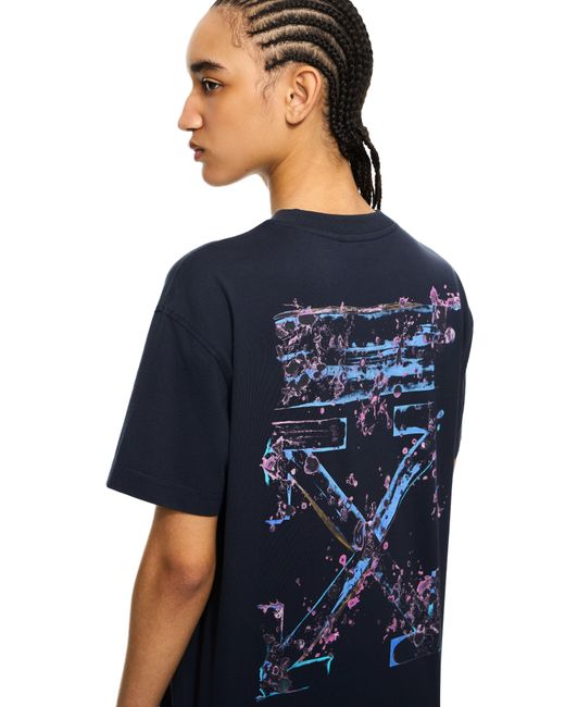 Off-White c/o Virgil Abloh Blue Dripped Watercolor Arrow T-Shirt