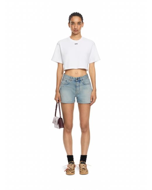 Off-White c/o Virgil Abloh White Off Stamp Rib Cropped Tee