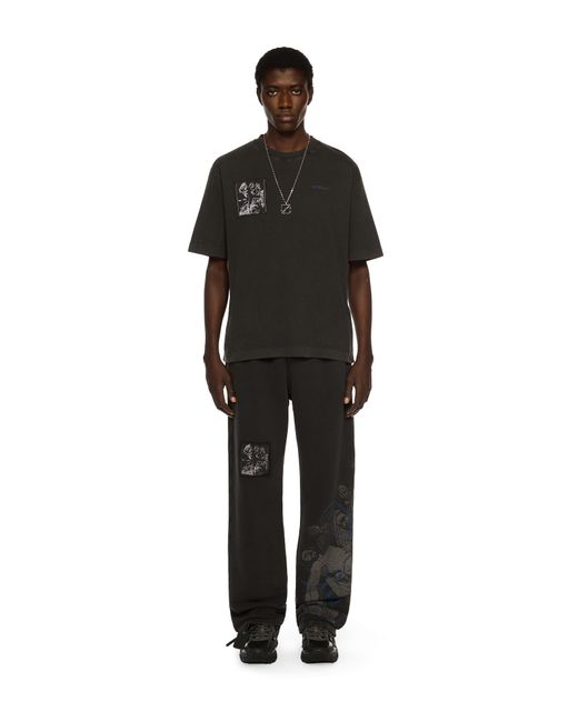 Off-White c/o Virgil Abloh Black Faded Painting Skate Logo T-Shirt for men