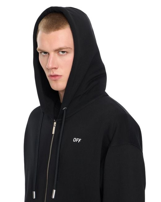 Off-White c/o Virgil Abloh Black Graphic Full Zip Hoodie for men