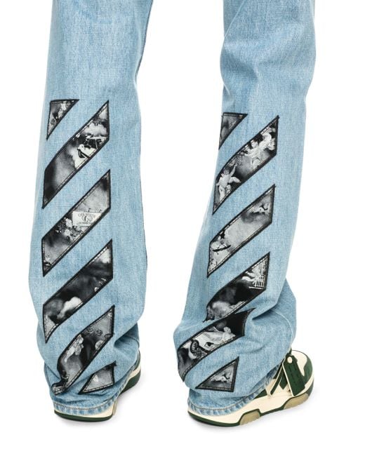 Off-White c/o Virgil Abloh Blue Diagonal Fresco Jeans for men