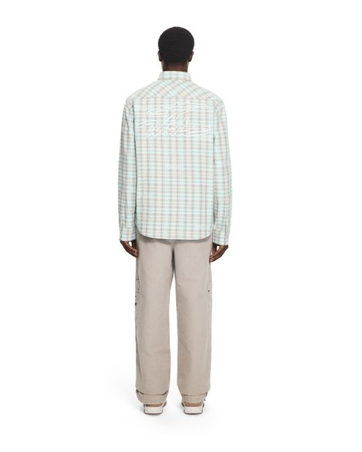 Off-White c/o Virgil Abloh Blue Marker Check Flannel Regular Shirt for men