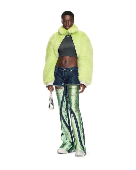 Off-White c/o Virgil Abloh Green Shredded Denim Pants