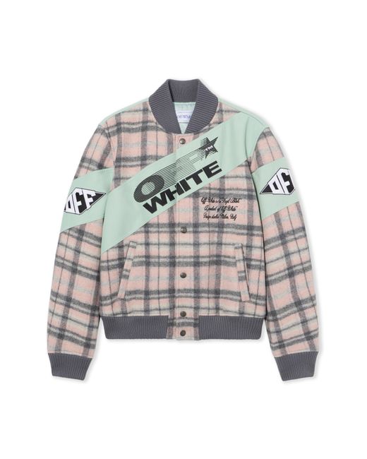Off-White c/o Virgil Abloh Gray Royal Check Varsity Jacket for men