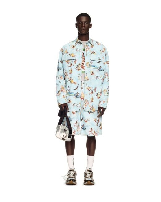 Off-White c/o Virgil Abloh Blue Fresco Print Den Milit Shirt for men