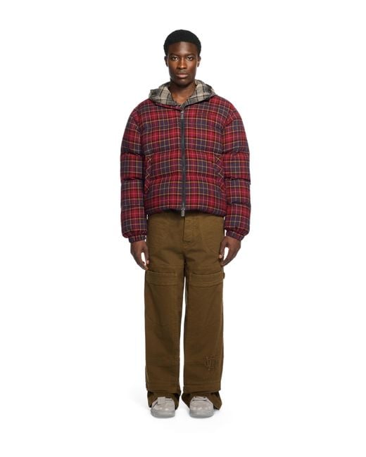 Off-White c/o Virgil Abloh Red Spray Arrow Check Flannel Down Jacket for men