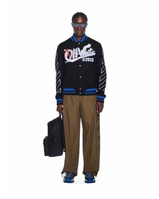 Off-White c/o Virgil Abloh Black Street Wiz Wool Varsity Jacket for men