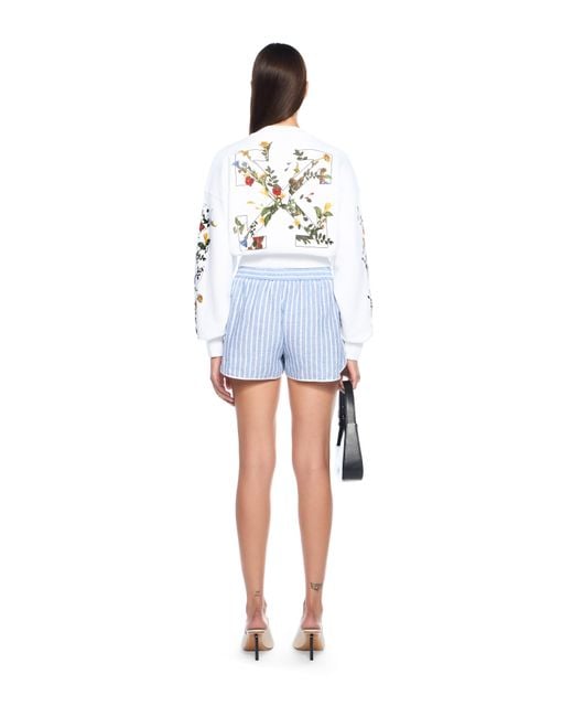 Off-White c/o Virgil Abloh White Arrow Flowers Crop Crew Logo Sweatshirt
