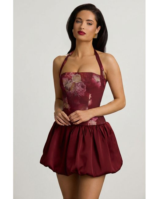 Oh Polly Multicolor Halterneck Lace-Up Bubble Hem Mini Dress