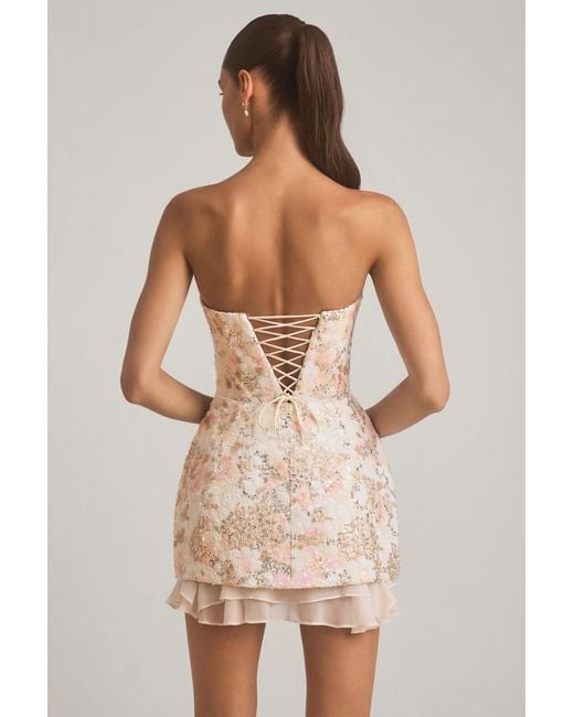 Oh Polly Multicolor Embellished Strapless Corset Mini Dress