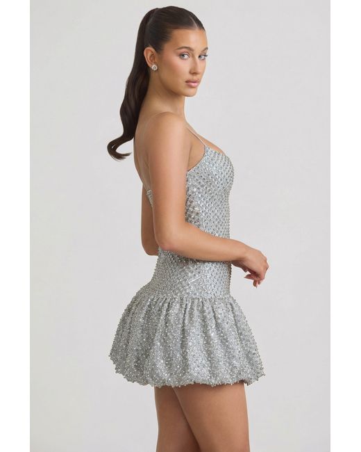 Oh Polly Metallic Embellished Bubble Hem Mini Dress