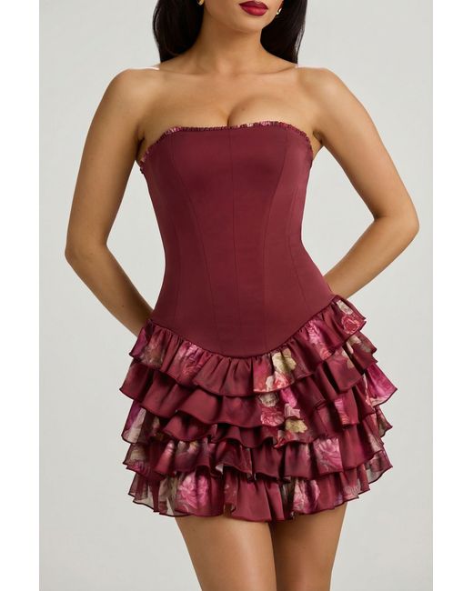 Oh Polly Multicolor Strapless Ruffled Tiered Corset Mini Dress