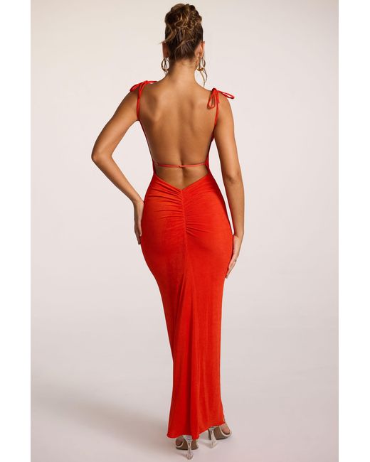 Oh Polly Textured Jersey Open Back Maxi Dress