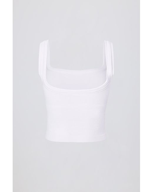 BO+TEE White Seamless Soft Rib Square-Neck Tank Top