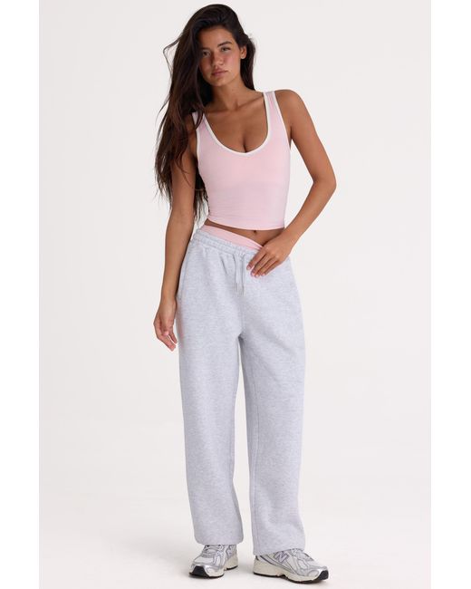 BO+TEE Gray Brushed Cotton Jersey Mid-Rise Relaxed Joggers