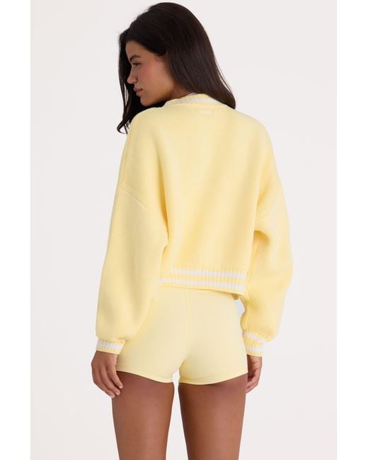BO+TEE Yellow Button-Up Cropped Knit Cardigan