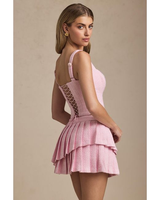 Oh Polly Pink Layered Pleated Low-Rise Mini Skirt