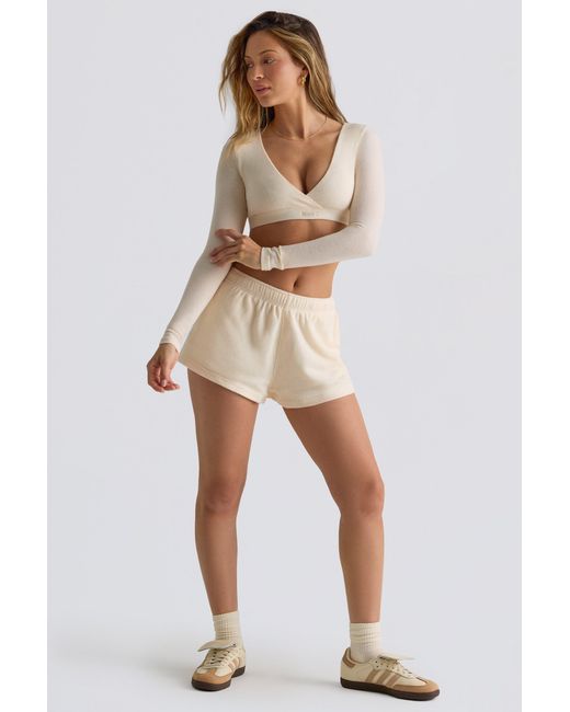 BO+TEE Natural Brushed Jersey Elasticated Mini Shorts